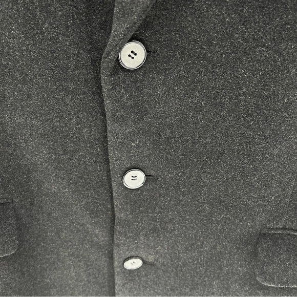 Italian Men’s Wool And Cashmere Overcoat Size 44L Black Dress Pea Coat - Picture 7 of 16